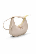 Velmora Crescent Shoulder Bag – Cream Faux Leather Crossbody Handbag