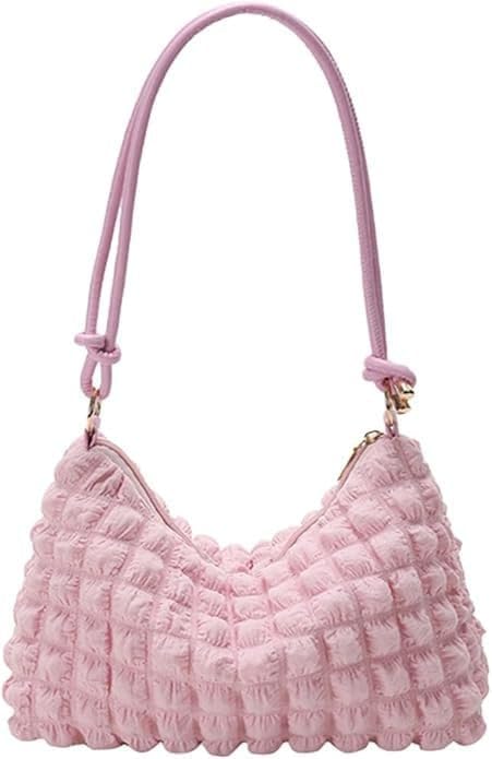 Velmora Pink Puffy Shoulder Bag – Lightweight Nylon Tote for Women
