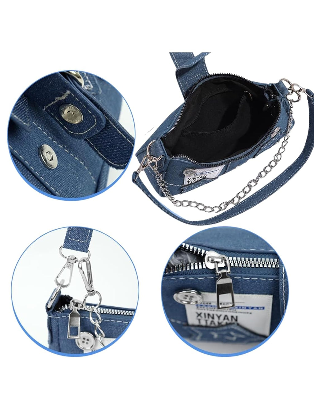 Velmora Denim Sling Bag – Small Stylish Crossbody with Chain Strap